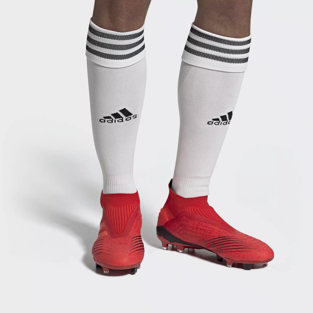 Adidas Predator 19+ Firm Ground Tacos de Futbol Rojos Para Mujer (MX-74467)